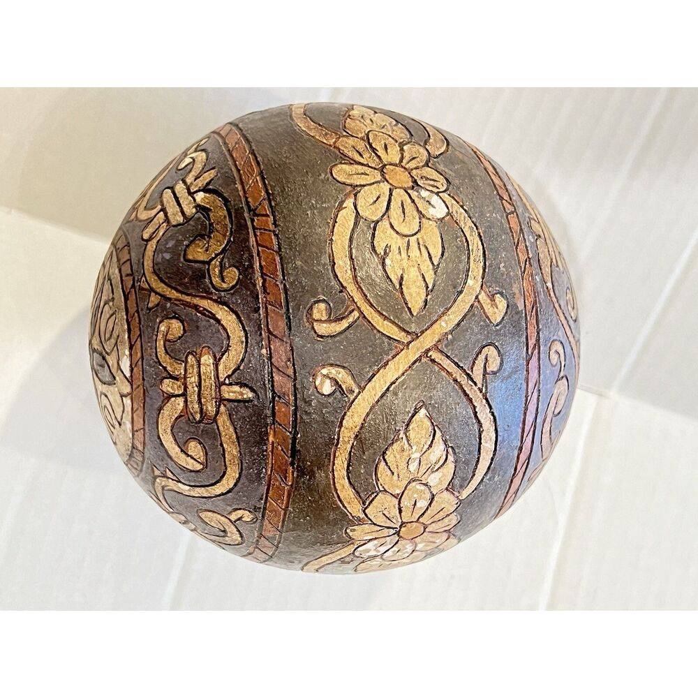 Vintage Antique Ceremonial Decor Pottery Ceramic Ball Asia Middle East 4.5” Dia - Picture 9 of 16